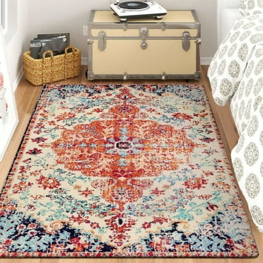 Wonnitar 5'x7' Area Rug for Living Room Large Bohemian Washable Bedroom Rug Soft Non-Slip Dining Room Mat Indoor Throw Nursery Floor Carpet for Guest Room Entryway