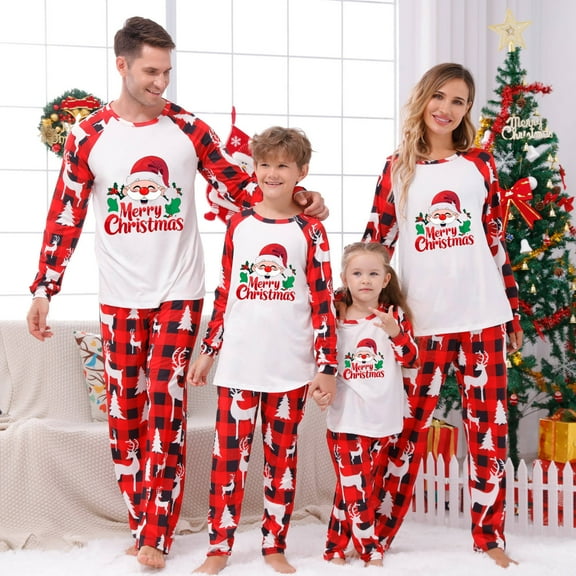 Penkiiy Matching Christmas Pajamas For Family Xmas Holiday Pjs Elf Plaid Sleepwear Outfit Sets For Women/Men/Couples/Adult 2XL Red