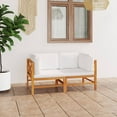 thumbnail image 5 of vidaXL 2-Seater Patio Sofa with Cream Cushions Solid Teak Wood, 5 of 6