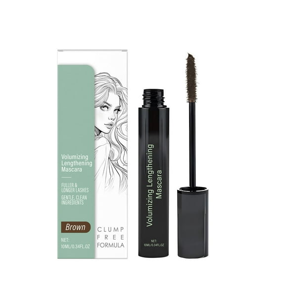 HHBEAUTY Waterproof Mascara, Volumizing and Lengthening Formula, Buildable, Clump Resistant, Brown Mascara, 24H Long - Lasting