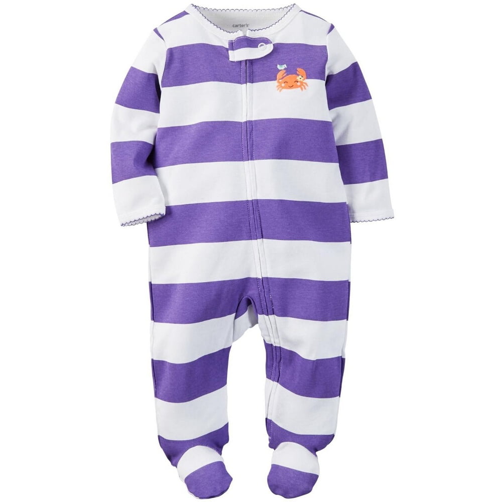 Carter's Carters Baby Clothing Outfit Girls Sleep & Play Crab Stripe