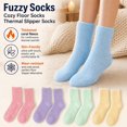 thumbnail image 2 of Cozy Fuzzy Home Socks, Polyester Winter Warm Socks with Elastic Cuff for Sleeping and Lounging (Yellow b, 1pair, One Size), 2 of 10