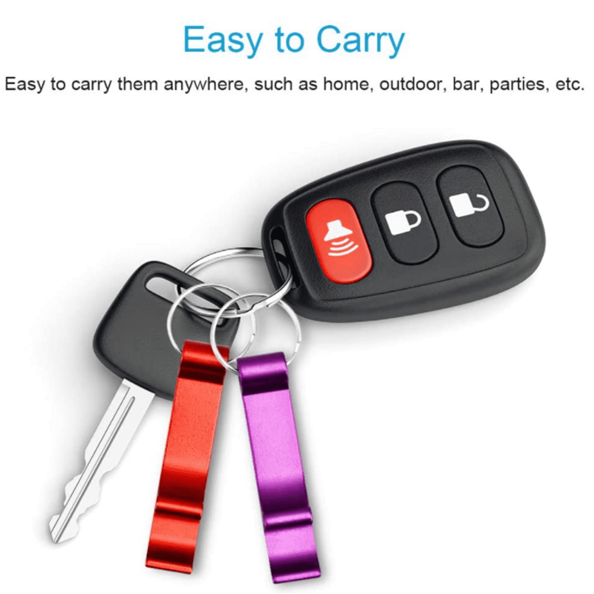 200Pcs 8 Color Metal Bottle Opener, Split Key Ring Chain Keychain Bulk Aluminum Pocket Claw Bar Soda Beer Bottle Opener