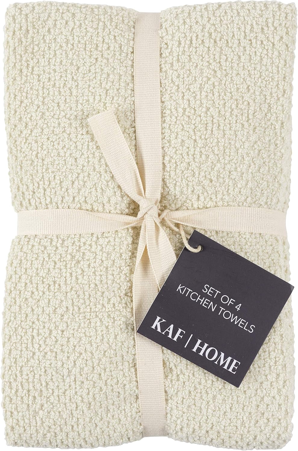 KAF Home Deluxe Kitchen Towels Set, Popcorn Terry Dish Towels, 18” x 28”, Alabaster, 4 Pack
