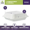 thumbnail image 6 of CIAO! 8"x8"x3" Clamshell 1 Compartment 100% Compostable Ecofriendly PFAS Free Unbleached Bagasse Natural White (200/case), 6 of 9