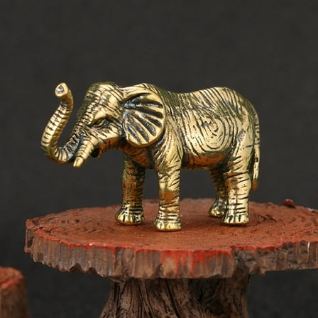 Masteelf Vintage Brass Elephant Statue Brass Elephant Figurine Lifelike Animal Statue Golden