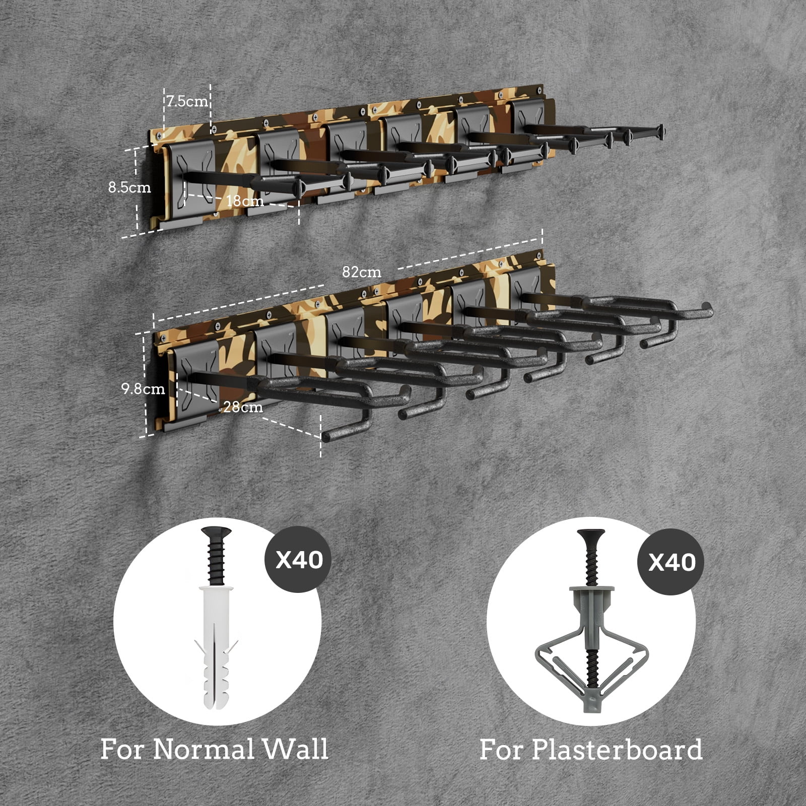 Blacksmith Wall Mount Heavy Duty Stainless Steel Display Rack for 6 Slot,Yellow