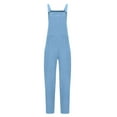 thumbnail image 5 of Arnsht Women Summer Solid Color Casual Sleeveless Suspender Jumpsuit Loose Bib Pants Overalls Baggy Rompers Jumpsuits with Pockets Blue L, 5 of 9