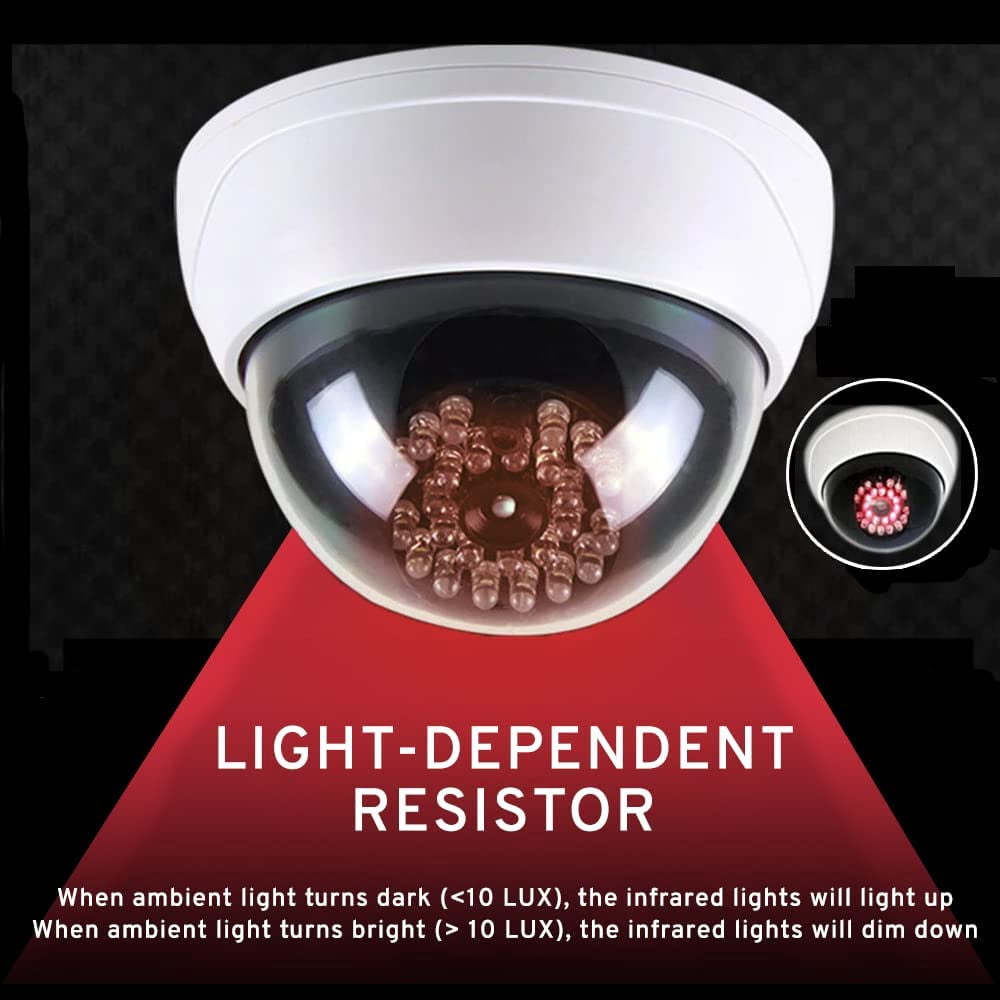 MaximalPower Fake CCTV Security Dummy Dome Camera with Red LED Light for Home, Shop, Business, etc. (4 Pack)