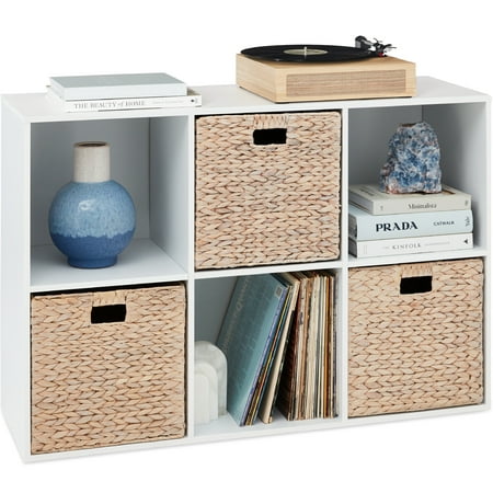 Best Choice Products 6-Cube Bookshelf 13.5in Display Storage System Organizer w/ Removable Back Panels - White