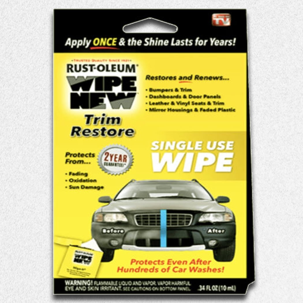 Wipe New Wipe New Trim Restorer Wipe-On Cloth Applicator, 0.34 fl. oz.  Black