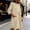 Khaki, variant on FEIIBMOYRIA Women Round Neck Dresses Women's Cotton-Linen Blend Long Sleeve Midi Dresses Gathered 3/4 Sleeves High Waist Loose Comfy A‑Line Daily Outwear Dresses