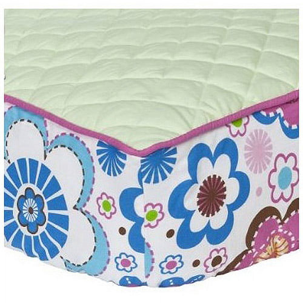 Bacati - Botanical Pink/Aqua/Fuchsia/Green Girls Quilted Changing Pad Cover