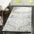 thumbnail image 3 of SAFAVIEH Micro-Loop Jaydon Damask Floral Wool Runner Rug, Blue/Ivory, 2'3" x 7', 3 of 10