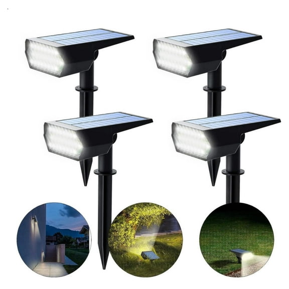 SmartYard Solar Spot Lights 53 LEDs, 2 Modes Pathway/Wall Lights 2 In 1 Auto On/Off 4 Pack(Cool White)