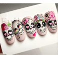 thumbnail image 2 of Cute Cartoon Skull Nail Stickers Scary Halloween Decoration Ghost Bat Evil Pumpkin Sliders For Manicure Blood Nail Decals GLF886 F800, 2 of 5