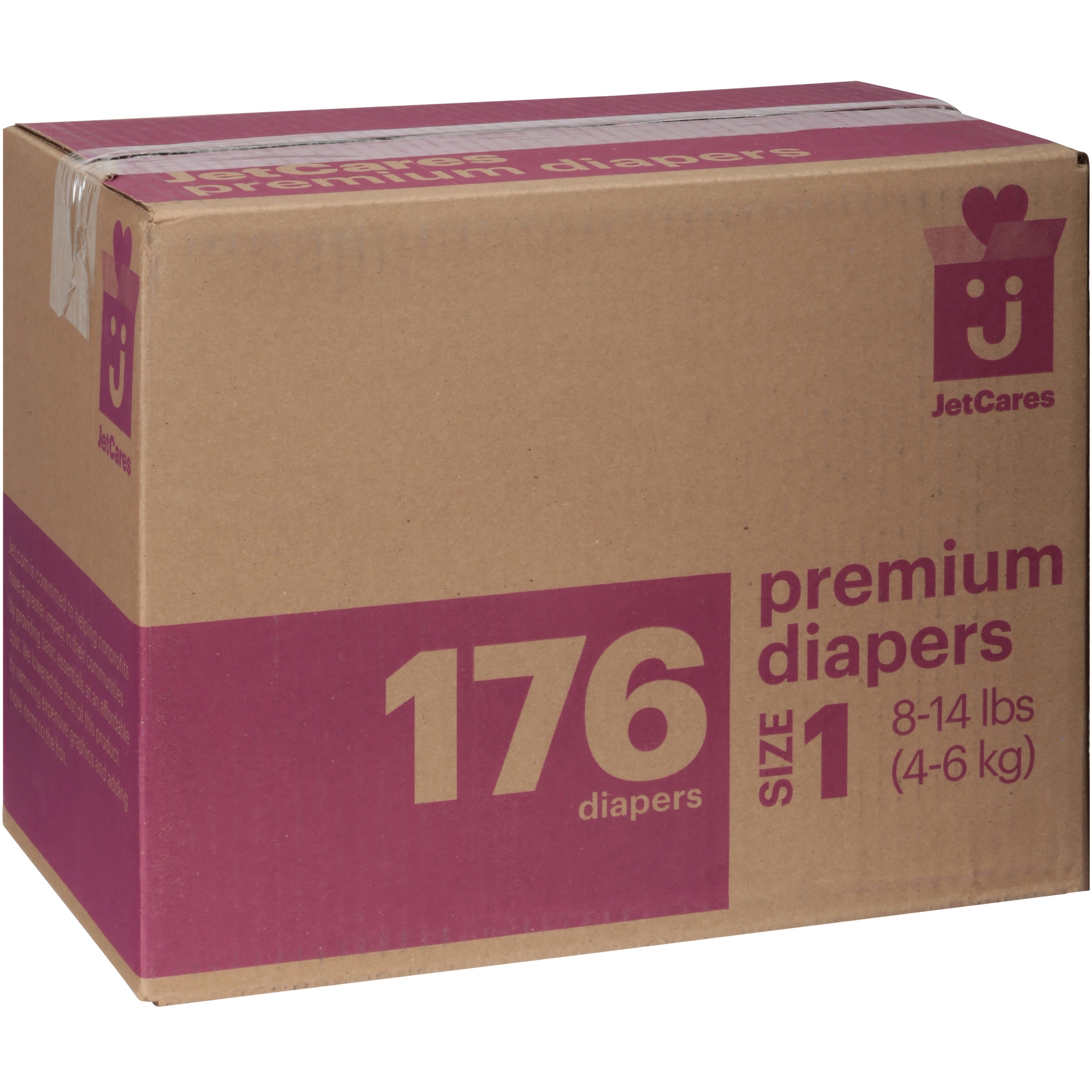 Jetcares Diapers, Size 1, 176 Diapers