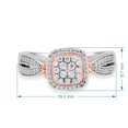 thumbnail image 2 of Jewelili Rose Gold Over Sterling Silver with 1/3 Cttw Natural White Round Diamond Bridal Engagement Ring, Size 6, 2 of 6