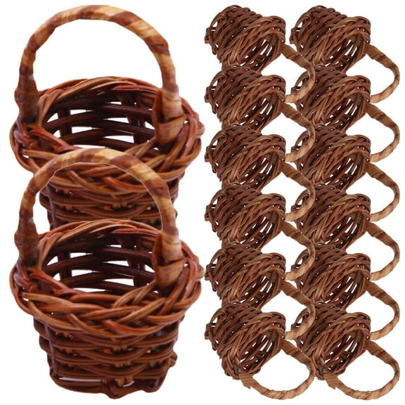 Masteelf 20Pcs Mini Baskets with Handles for Floral Arrangement and Photo Prop 2.2x1.1in