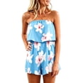 thumbnail image 3 of jiaxiM Jumpsuits for Women Bandeau Rompers Casual Strapless Floral Printed Romper off the Shoulder Summer Overalls Sleeveless One Piece Outfits with Pockets, 3 of 5