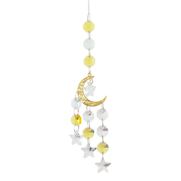 Wdftyju Campanas de viento de cristal adornos Metal hexágono estrella Luna al aire libre jardín ventana artesanía Wdftyju 6kw6wn6ua3hp2zc0D01
