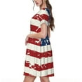 thumbnail image 2 of Fotbe Robe Vintage Motif Drapeau Américain Décontractée Mode Femme Manches Courtes Robe Maxi Robe T-Shirt Rayée Longue à Blocs de Couleur, 2 of 6
