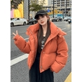 thumbnail image 2 of Chaqueta de invierno para mujer, chaqueta acolchada ligera y con capucha de pato blanco de 90 pulgadas, abrigos cálidos informales, sueltos, cortos, gruesos y a la moda, 2 of 5