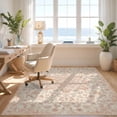 thumbnail image 3 of Design&I 2'x3' Washable Accent Rug Pet Friendly & Non-Slip Built-In Grip Boho Vintage Distressed Center Scroll Border Lattice Ornate Pink Flowing Dynamic for Kitchen, Station, 3 of 7