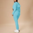 thumbnail image 6 of MORTTIC Women's Solid Color Two-Piece Drawstring Hooded Track Set Zip-Up Top Pocket Pants with Ribbed Detail Sky Blue，S, 6 of 7