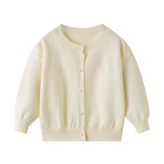 lnmuld Kids Coats Girls Floral Embroidery Heart Knitted Cardigan Sweater Coat Cute Soft Warm Outerwear for Baby Toddler and Kids Solid Color Size:5-6 Years