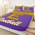 thumbnail image 4 of jejeloiu Purple Gold Football City Queen Sheet Sets For Boys,Kids Ball Gaming Bed Set,4pcs, 4 of 6
