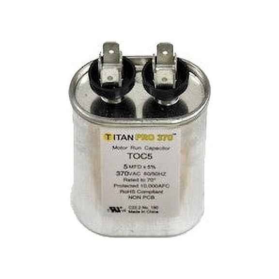 Titan Pro TOC5 5 MFD Oval Motor Run Capacitor (370V), replacement for POC5B