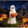 thumbnail image 3 of AZXY 11.8" Standing Ghost Statue with Pumpkin Candy Bowl Halloween Decorations, Halloween Party Decor, Home Office Tabletop Ornament,Ghost Halloween Decor Supplies for Holiday Trick or Treat Display, 3 of 4