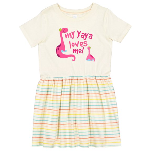 Inktastic My Yaya Loves Me Granddaughter Dinosaur Girls Toddler Dress