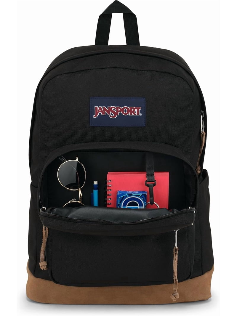 jansport backpack black water bottle pocket Seattle Pack Durable with Main Compartment, Dual Pockets, Lined Laptop Sleeve, a front utility pocket with an organizer JanSport Big Plans - Black