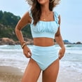 thumbnail image 5 of Women's Bikini Set Solid Color Two Piece Swimsuit with Removable Bra Pads No Underwire for Beach Swimming Vacation,Sky Blue,S, 5 of 9