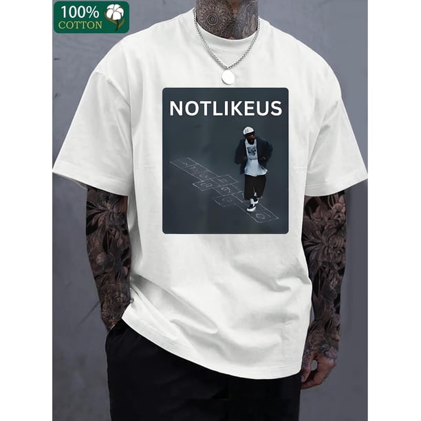 Fashion "NOTLIKEUS" City Pattern Print, Fine 220 Grams Thick Cotton T-shirt, Men's Fashion Casual Fine Cotton T-shirt, Short-sleeved Round Neck T-shirt