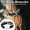 thumbnail image 3 of Bestyle Black Leather Bracelet for Men Fashion Stainless Steel Football Bead Wirstband for Christmas Valentine's Day Gift, 7.5Inch, 3 of 9