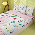 thumbnail image 2 of Erosebridal Cute Polar Bear Zipper Full Size Comforter Sets with Fitted Sheet and 2 Pillowcases, Cartoon Floral Animal Zipper Bedding Set, Pink Reversible, White Pink, Pink Reversible, 2 of 7