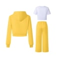 thumbnail image 4 of yuCgh Girls' 3-Piece Set Base Layer & Jacket Outfit, Layered Winter Wear, Thermal Top, Pants, and Lightweight Jacket, Warm and Cozy for Cold Weather Activities,Yellow 10Y, 4 of 6