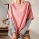 thumbnail image 2 of Blusa de manga larga de dos pines falsos con empalme a rayas y cuello redondo para mujer Pompotops gfhjh19628, 2 of 6