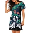 thumbnail image 2 of Balery Hungry Tyrannosaurus Camisón de manga corta con cuello redondo para mujer, cómodo y elegante., 2 of 6