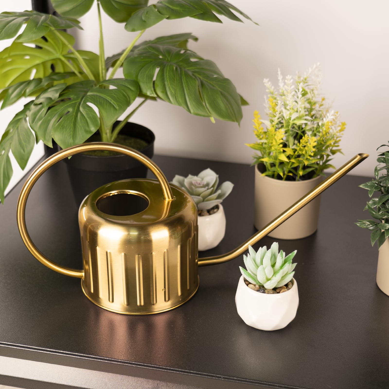 34oz/1L Stainless Steel Watering Can, Rust-Proof Indoor/Outdoor Watering Can for House Plants, Long Spout Water Can for Succulent Bonsai Garden Flowers - GOLD