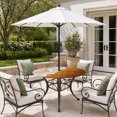 thumbnail image 2 of Round Outdoor Tablecloth with Umbrella Hole and Zipper, Orange Coastal Beach Tablecloth with Elastic Waterproof, Rustic Abstract Sea Waves Striped Patio Table Covers for 45" - 54" Picnic Pool Tables, 2 of 9