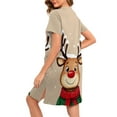 thumbnail image 6 of HOMBOM Womens Nightgowns with Pockets Short Sleeve MooMoo Loose Zipper Front Xmas Knee Length Christmas Pajamas for Women, 6 of 8