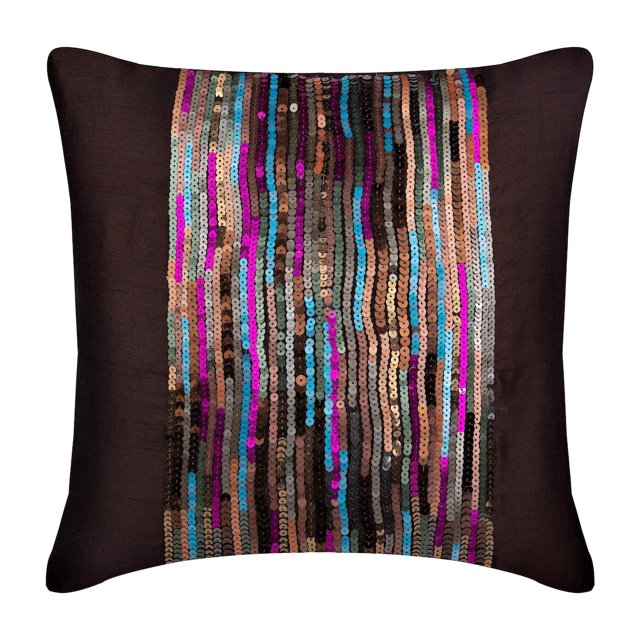 Housse de Coussin, Housse de Coussin Multicolore, Housse de Coussin à Paillettes Multicolores, 20x20 Pouces (50x50 cm), Housse de Coussin Carrée en Soie, Moderne, Rayée - Rayures de Couleur