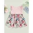 thumbnail image 4 of Wassery Toddler Baby Girls Summer Dresses Fly Sleeve Round Neck Bow Front Floral Print Dress Birthday Princess Dress 9M-3T, 4 of 8