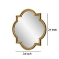 thumbnail image 5 of 34 Inch Wood Wall Mirror, Quatrefoil Frame, Gold and Gray, Saltoro Sherpi, 5 of 5