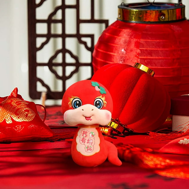 Xihbxyly Muñeca de La Serpiente Del Año 2025, Serpiente de La Riqueza, Peluche, Tela Suave, Símbolo de La Suerte, Diseño Tradicional Chino, Regalo de Año Nuevo, Decoración Del Hogar, Regalo de Cumple