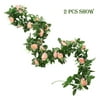 2X 8Ft Artificial Rose Garland Silk Flower Vine Ivy Wedding Garden String Decor, Champagne, StyleA